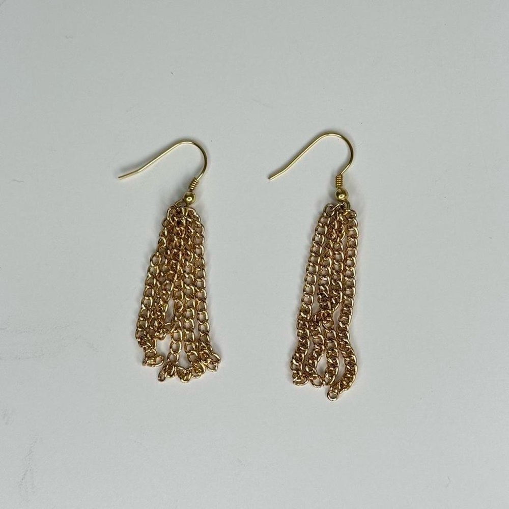 Gold Chain Dangle Earring - Picture 2 of 5